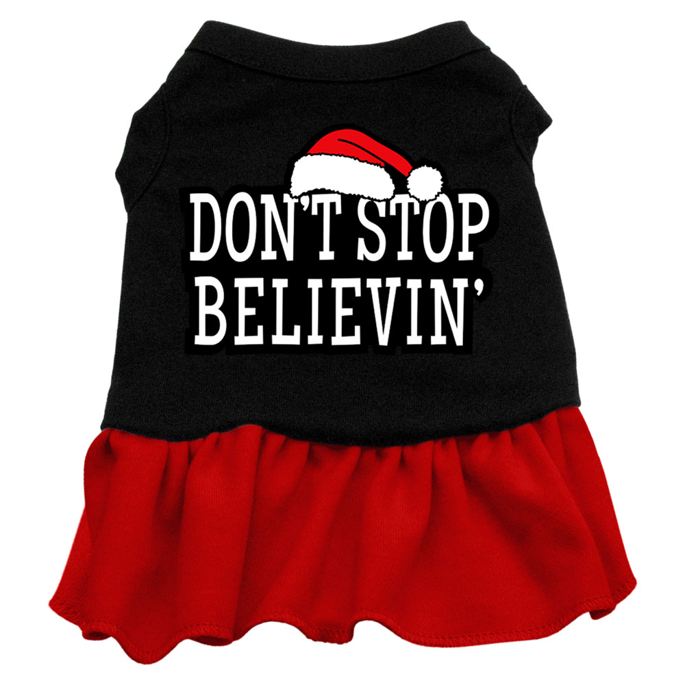 Don't Stop Believin' Screen Print Dress Black with Red Med